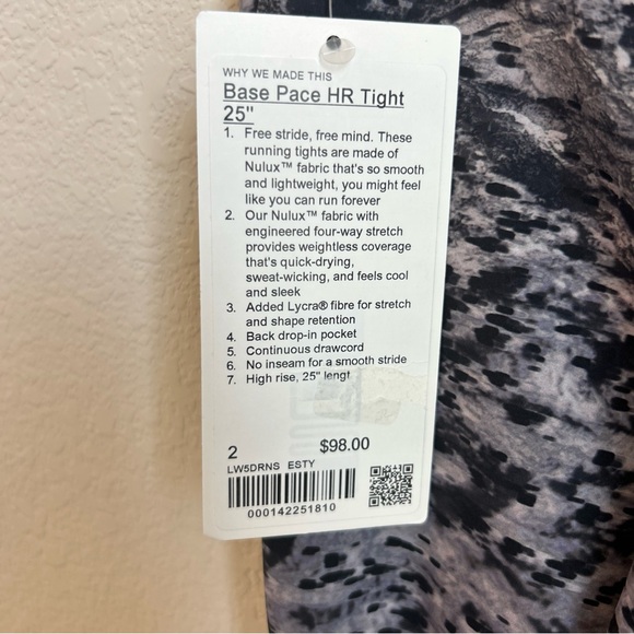 NWT $98 Lululemon Base Pace High Rise Tight 25" In Estuary Gray Size: 2 - Picture 5 of 7